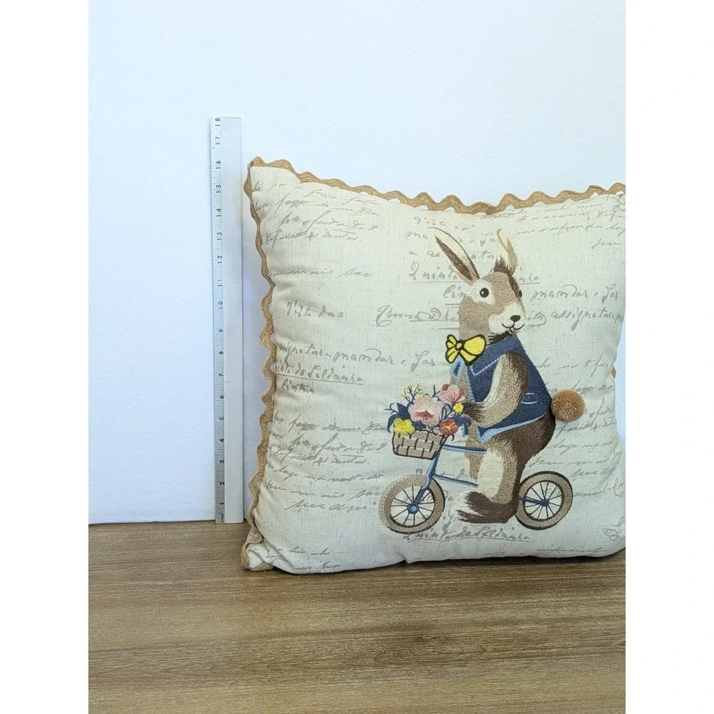 Pier 1 Imports Bunny Rabbit Easter Spring Pillow Set Flowers Embellished Decor